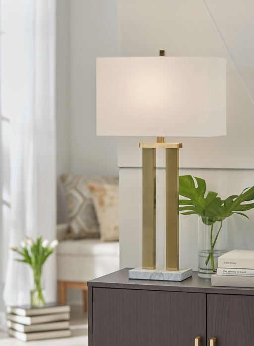 Coopermen - Gold Finish / White - Metal Table Lamp (Set of 2) Sacramento Furniture Store Furniture store in Sacramento