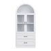Arched Top Storage Cabinet With Fixed 2 Tier Shelves, 2 Large Drawers