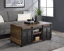 Nineel - Coffee Table - Obscure Glass, Rustic Oak & Black