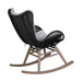 Fanny - Outdoor Patio Rocking Chair - Light Eucalyptus Wood And Charcoal Rope