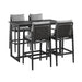 Cayman - Outdoor Patio 5-Piece Bar Table Set In Aluminum With Gray Cushions