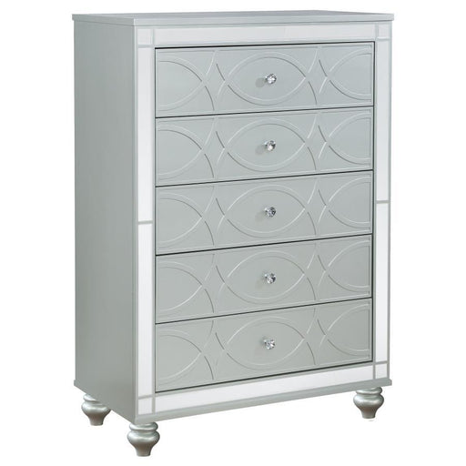 Gunnison - 5-Drawer Chest - Silver Metallic Sacramento Furniture Store Furniture store in Sacramento