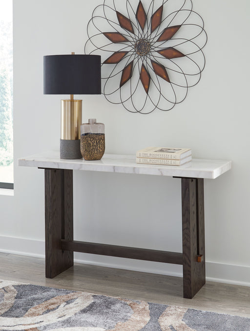 Burkhaus - White / Dark Brown - Sofa Table Sacramento Furniture Store Furniture store in Sacramento