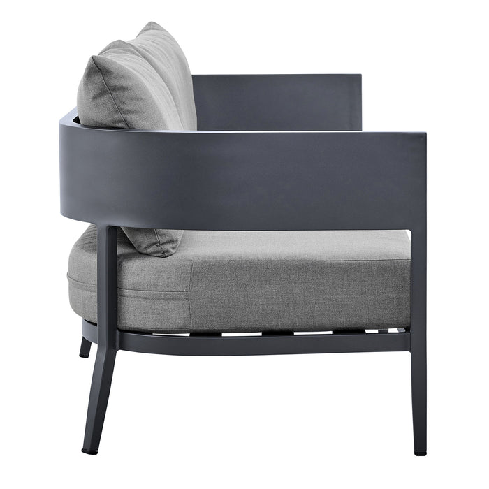 Argiope - 4 Piece Outdoor Aluminum & Fabric Outdoor Conversation Set - Dark Gray