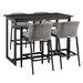Palma - Outdoor Patio 5-Piece Bar Table Set In Aluminum With Gray Cushions