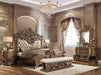 Constantine - Eastern King Bed - Synthetic Leather , Light Gold, Brown & Gold