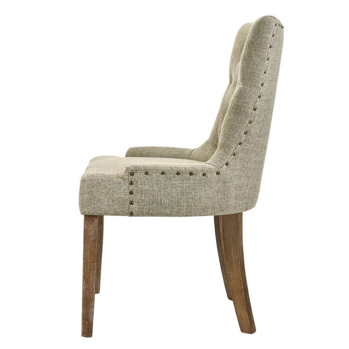 Yotam - Side Chair Set of 2) - Beige Fabric & Salvaged Oak
