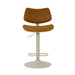 Leland - Adjustable Swivel Curved Back Wood Bar Stool With Faux Leather Seat