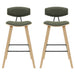 Fox - Bar Height Curved Back Wood Bar Stool With Faux Leather Seat