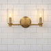 Regal - Double Light Vanity With Clear Ribbed Satin - Antique Brass / Clear