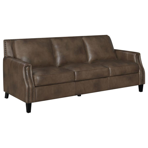 Leaton - Upholstered Recessed Arms Sofa - Brown Sugar Sacramento Furniture Store Furniture store in Sacramento