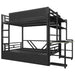 Full Gaming Bunk Bed With Desk, Two Storage Shelves And LED Light - Black