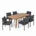 7 Piece Outdoor Patio Dining Set With Table & Chairs With Cushions - Brown / Gray