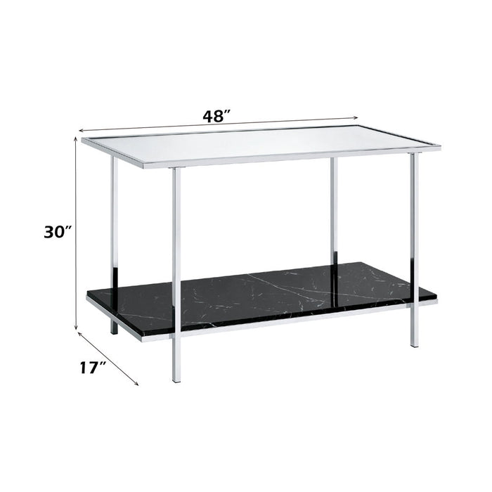 Angwin - Console Table - Mirrored, Faux Marble Top & Chrome