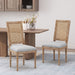 French Country Dining Chair With Rectangular Cane Backrest And Smooth Upholstered Seating