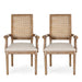 Elegant French Country Style Dining Chair With Cane Backrest