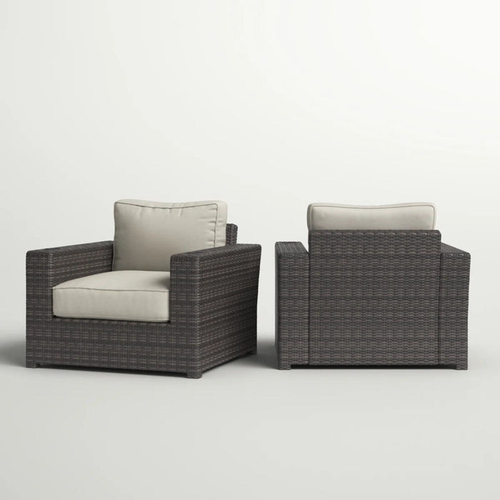 Outdoor Armchairs With Cushions (Set of 2) - Espresso / Gray