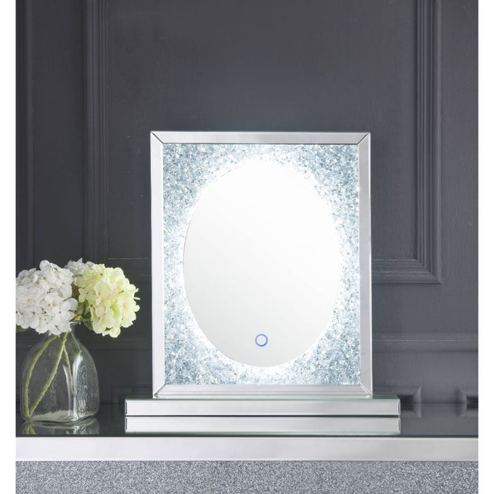 Noralie - 23" Accent Mirror With LED - Mirrored & Faux Diamonds