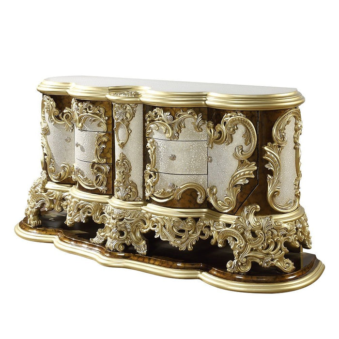 distressed gold dresser Hd-1801 Gold Finish Double Dresser