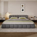 Elegant Upholstered Bed With Checkerboard Design