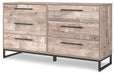 Neilsville - Six Drawer Dresser - Vinyl-Wrapped - Whitewash