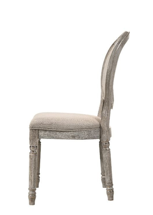 Faustine - Side Chair Set of 2) - Tan Fabric & Salvaged Light Oak