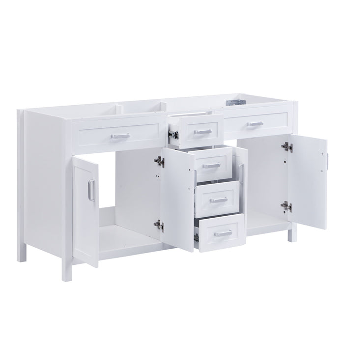 Bathroom Vanity Cabinet Only, Soft Close Doors & Drawers, 4 Drawers & 2 Double Door Cabinets - White