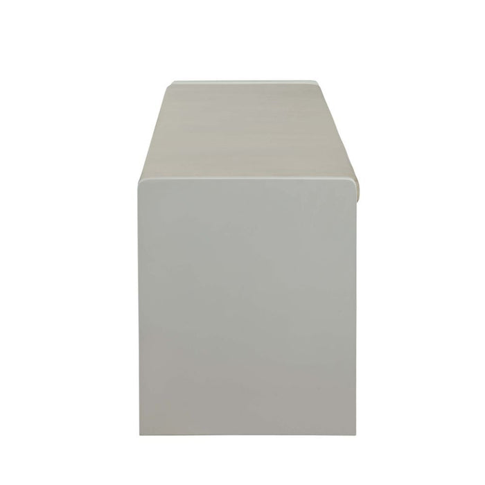 Berci - Bench With Storage - Beige Fabric & White