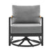 Royal - Outdoor Patio Swivel Glider Lounge Chair - Black Aluminum And Teak Wood With Cushions