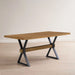 Farmhouse Style X Shaped Legs Dining Table With Moulded Details - Brown