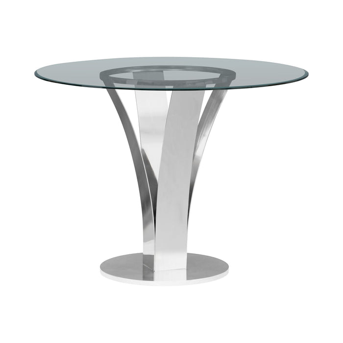 Celina - 5-Piece Round Tempered Glass Tabletop Dining Table Set With Stools Seats Up To 4 - White
