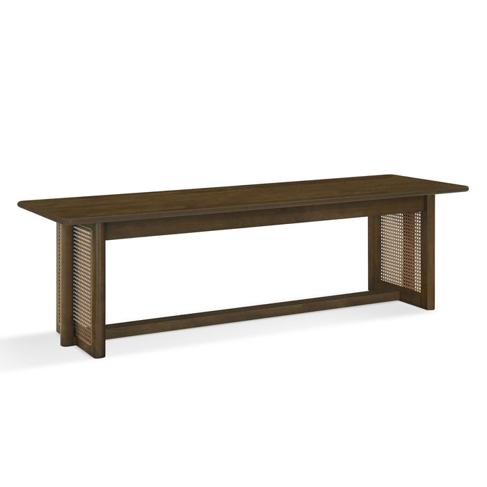 Dining Bench With Rattan Weave