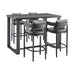 Menorca - Outdoor Patio 5-Piece Bar Table Set In Aluminum With Gray Cushions