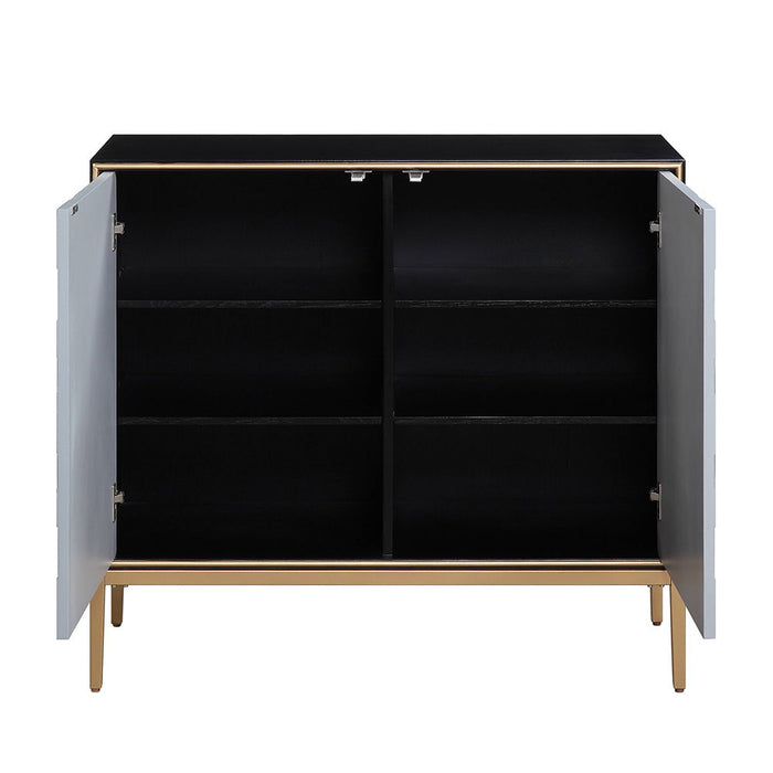 Quilla - Console Cabinet - Black, Gray & Brass