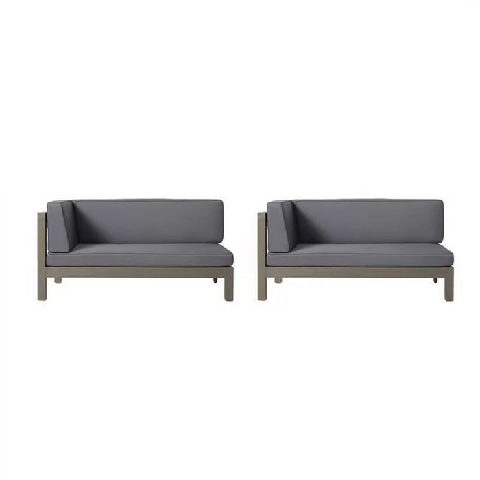 Aura - 2 Piece Outdoor Set With X Back Left Bench And Corner - Dark Gray