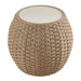 Kobalt - Rattan Round Outdoor Side Table With Sintered Stone Table Top - Beige