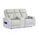 Julian - Power Console Reclining Loveseat, LED & Speaker - Silver