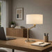 Horizon - Table Lamp With On / Off Switch Curved Base Linen Shade - Brushed Nickel / Silver / White