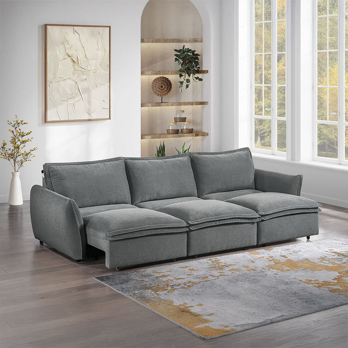 Eaden - Power Sofa With Sleeper - Gray Chenille
