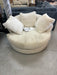 Ashley Lindyn Ivory oversized swivel accent chair on showroom clearance at Sacramento Furniture Store.