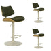 Leland - Adjustable Swivel Curved Back Wood Bar Stool With Faux Leather Seat