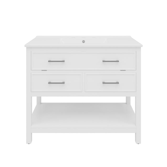 Bathroom Vanity With Ceramic Sink, Tip Out Tray & 2 Full Extension Drawers