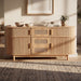 Fluted Sideboard Buffet Cabinet With Sliding Doors And Adjustable Shelves