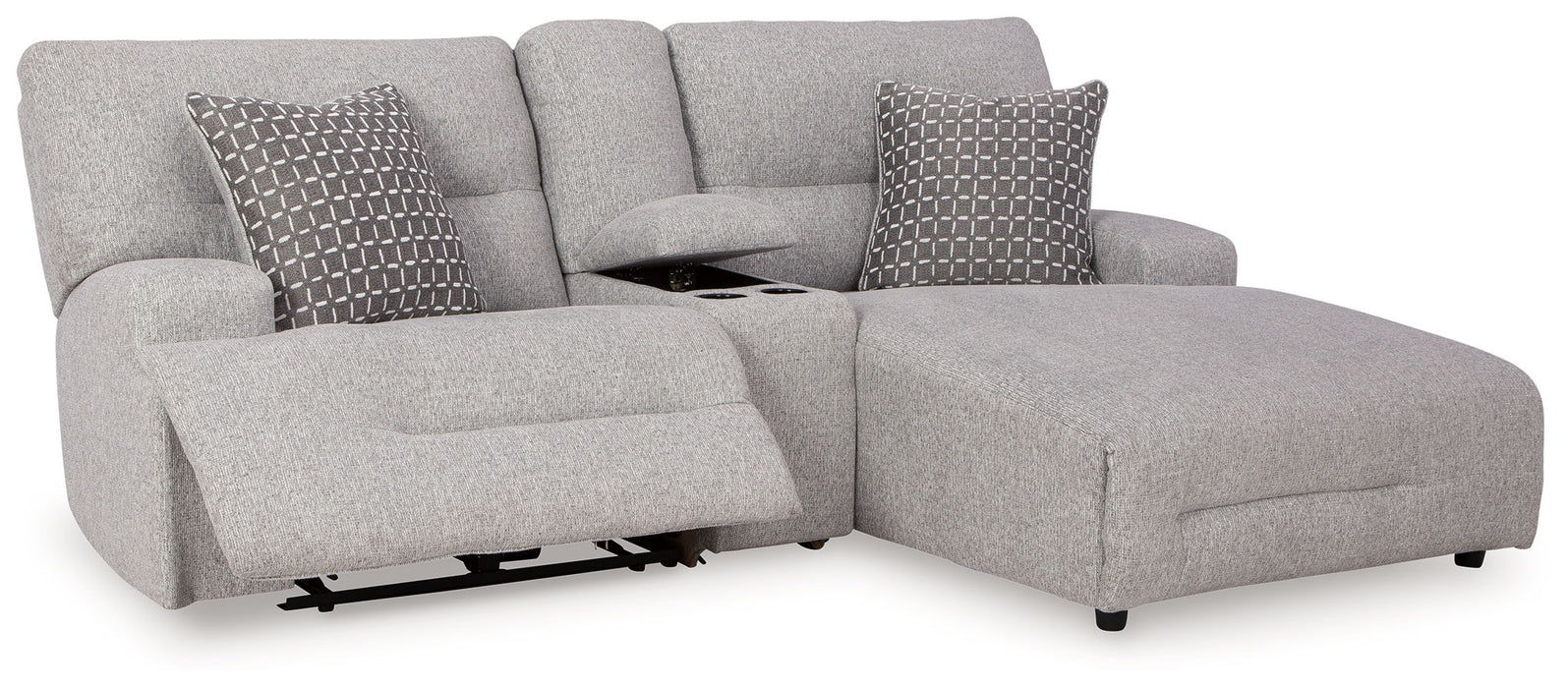 Nuvella upholstered reclining sectional with one-touch controls furniture store Sacramento