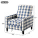Buffalo Plaid Push Back Recliner Chair For Living Room - Blue / White