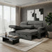 Mitchell - Reversible Sofabed With Storage Chaise, USB And Cup Holders - Dark Gray