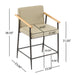 Counter Stool Set With Espresso Metal Frame - Khaki