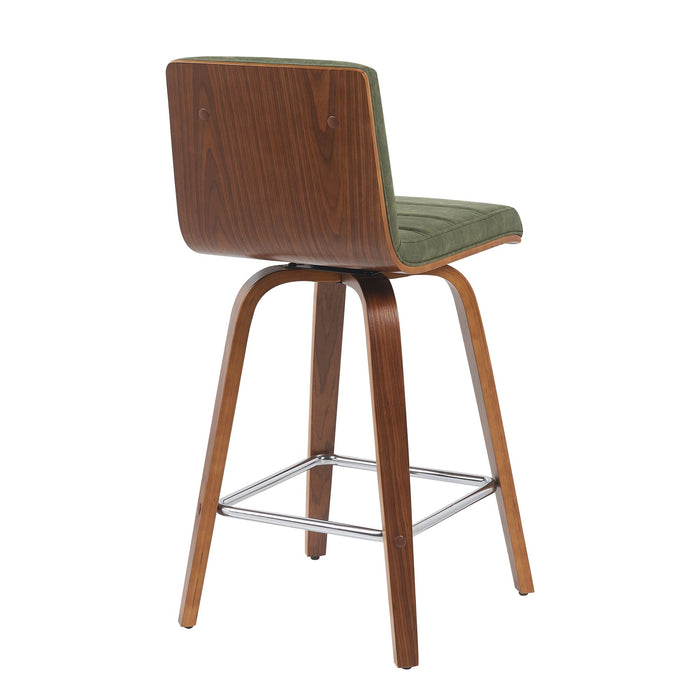 Vienna - Modern Counter Height Swivel Bar Stool - Walnut Finished Wood Frame