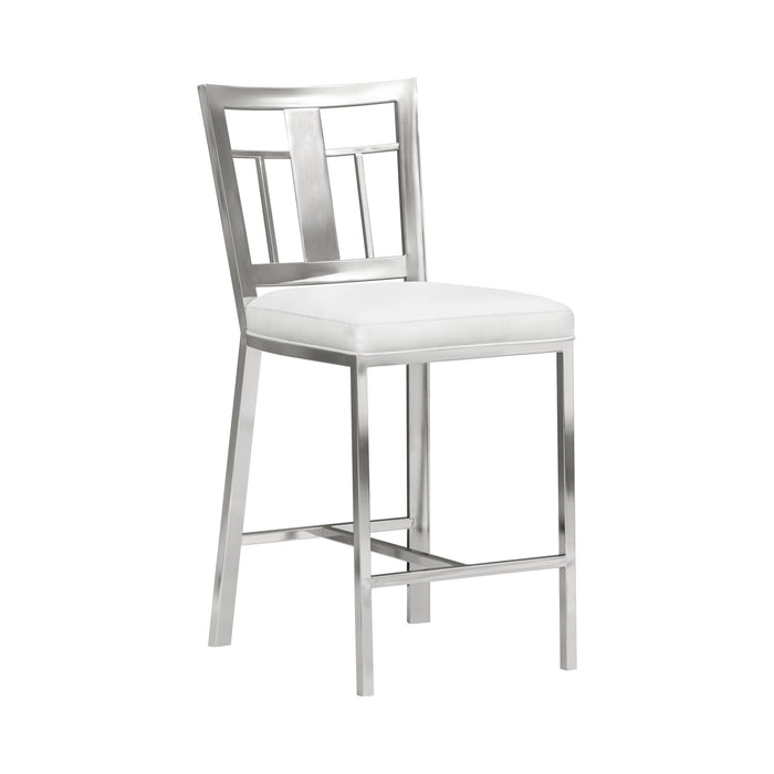 Celina - Counter Height Open Back Metal Barstool With Faux Leather Seat - White