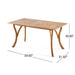 Outdoor Rectangular Table With Curved Legs And Perpendicular Wooden Slats Table Top